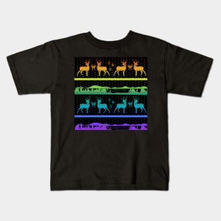 Rainbow deer christmas Kids T-Shirt